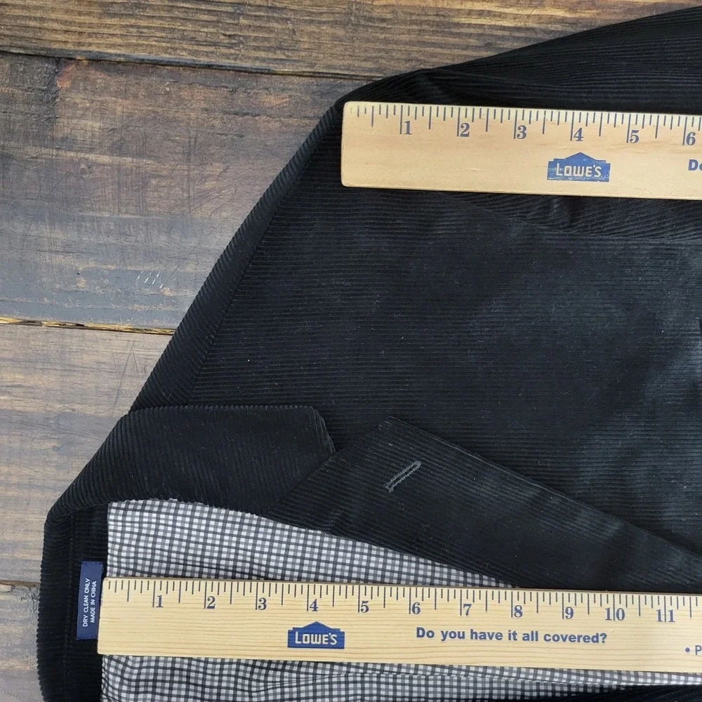 Saddlebred Men's Sport Coat Blazer‎ Two Button Black Corduroy Cotton Size 48L